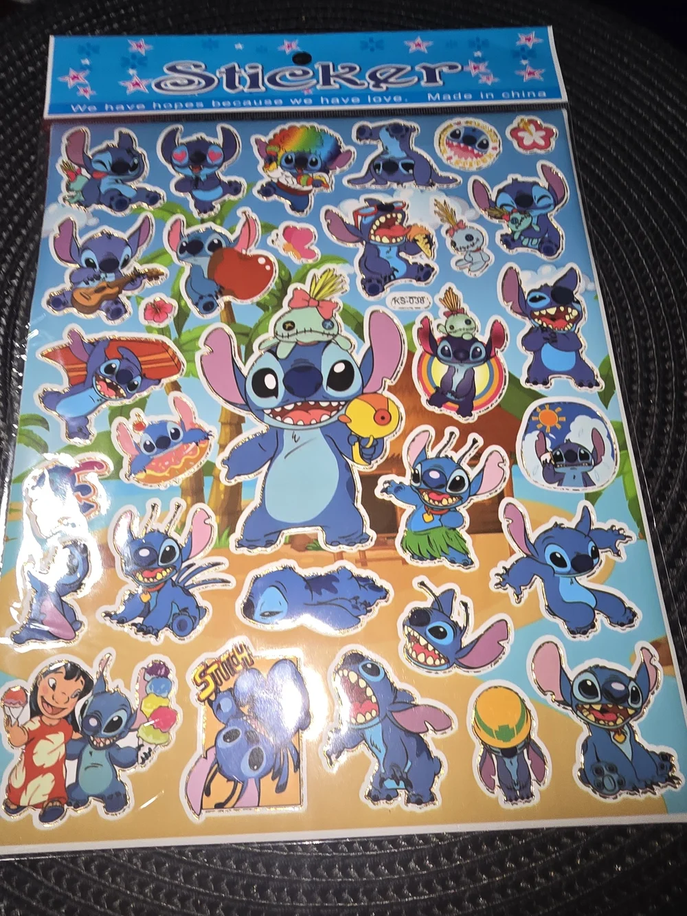 1 Blue Cartoon Stitch Sticker Sheet for Kids Toys